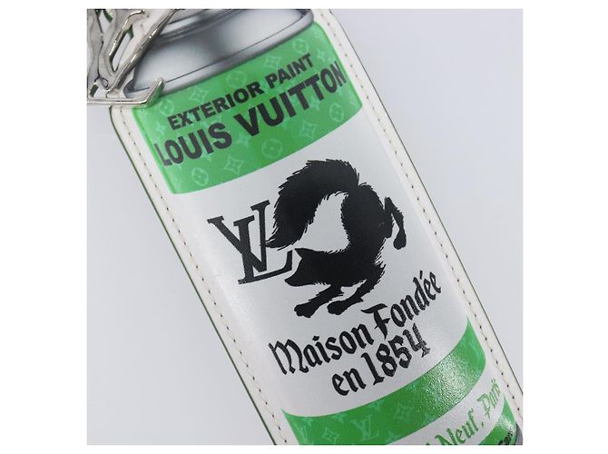 LOUIS VUITTON Monogram Porte Cles LV Painted Charm Leather MP3384 Auth 207273M Grün Monogramm - Ansicht 5