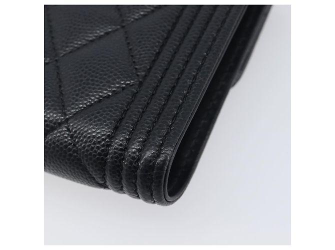 Portafoglio Compatto CHANEL Matelasse in Pelle Caviar Nero Argento CC Auth 207781V - vista 10