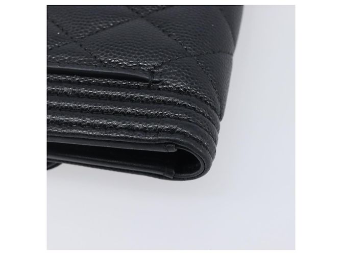 Portafoglio Compatto CHANEL Matelasse in Pelle Caviar Nero Argento CC Auth 207781V - vista 11