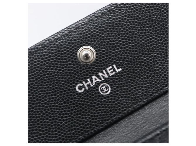 Portafoglio Compatto CHANEL Matelasse in Pelle Caviar Nero Argento CC Auth 207781V - vista 15
