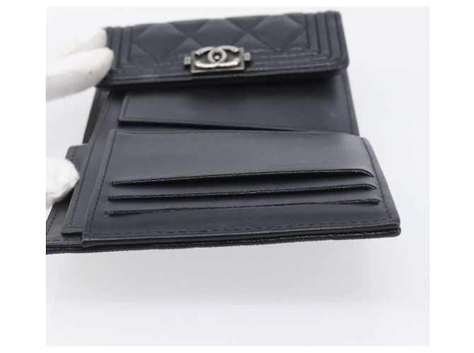 Portafoglio Compatto CHANEL Matelasse in Pelle Caviar Nero Argento CC Auth 207781V - vista 17