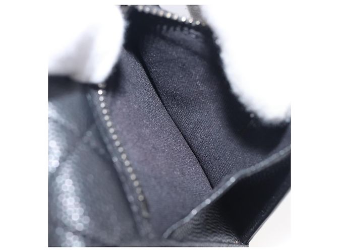 Portafoglio Compatto CHANEL Matelasse in Pelle Caviar Nero Argento CC Auth 207781V - vista 23