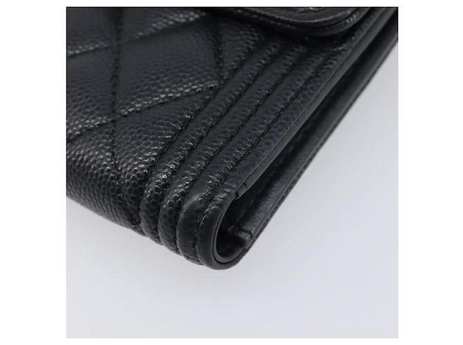 Portafoglio Compatto CHANEL Matelasse in Pelle Caviar Nero Argento CC Auth 207781V - vista 8