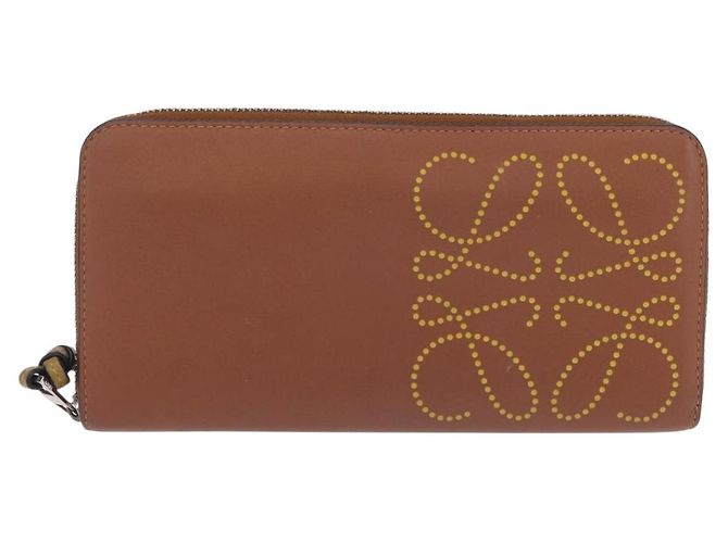 Cartera larga LOEWE de cuero marrón plata Auth LN116V Castaño - vista 13