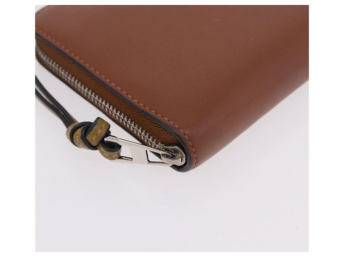 Cartera larga LOEWE de cuero marrón plata Auth LN116V Castaño - vista 14