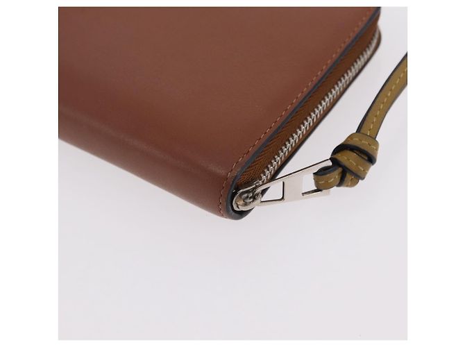 Cartera larga LOEWE de cuero marrón plata Auth LN116V Castaño - vista 17