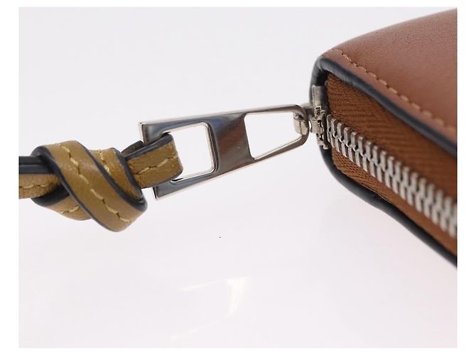 Cartera larga LOEWE de cuero marrón plata Auth LN116V Castaño - vista 20