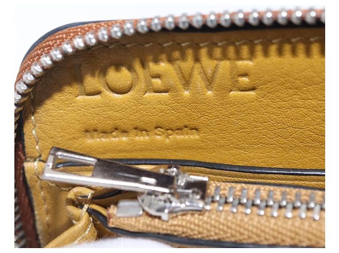 Cartera larga LOEWE de cuero marrón plata Auth LN116V Castaño - vista 21