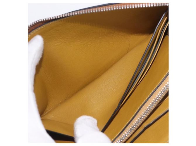 Cartera larga LOEWE de cuero marrón plata Auth LN116V Castaño - vista 22