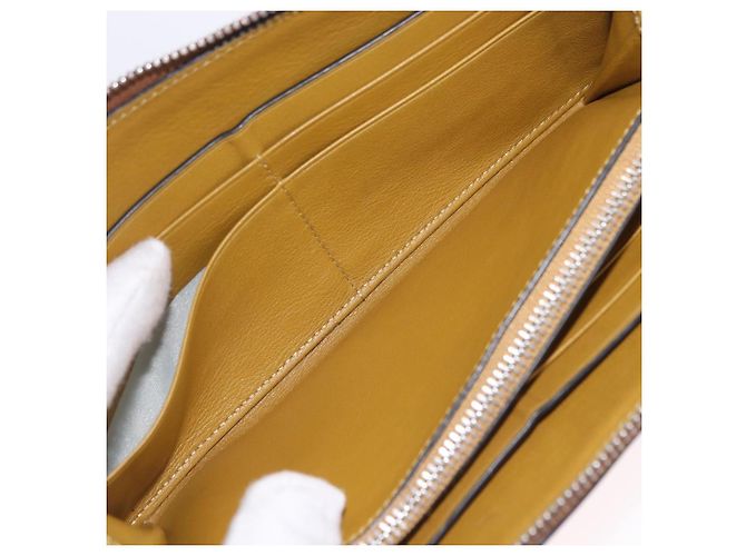 Cartera larga LOEWE de cuero marrón plata Auth LN116V Castaño - vista 23