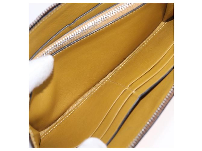 Cartera larga LOEWE de cuero marrón plata Auth LN116V Castaño - vista 24