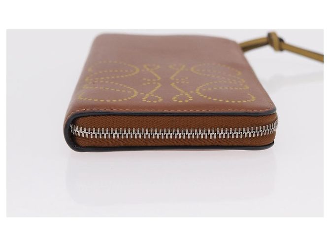 Cartera larga LOEWE de cuero marrón plata Auth LN116V Castaño - vista 4