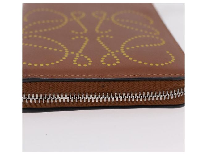 Cartera larga LOEWE de cuero marrón plata Auth LN116V Castaño - vista 5