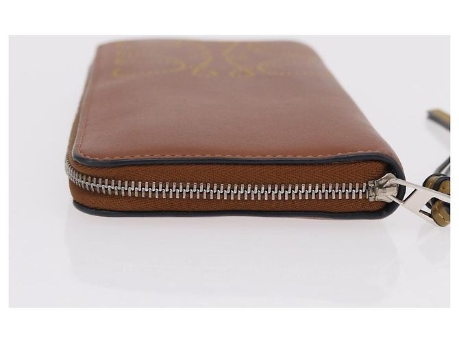 Cartera larga LOEWE de cuero marrón plata Auth LN116V Castaño - vista 6