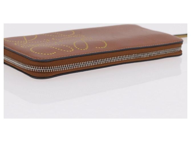 Cartera larga LOEWE de cuero marrón plata Auth LN116V Castaño - vista 7
