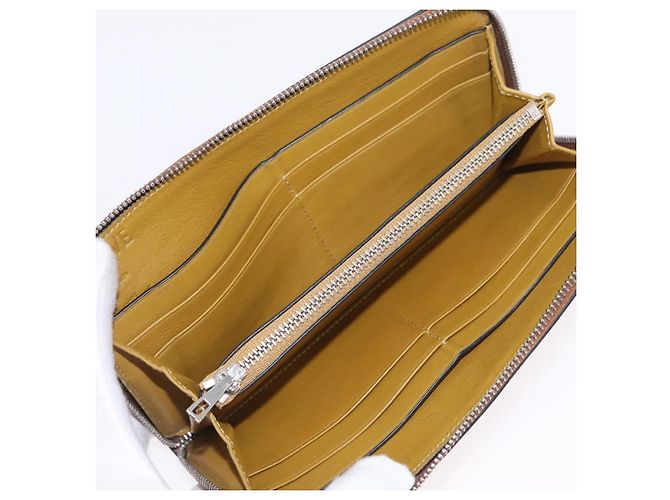 Cartera larga LOEWE de cuero marrón plata Auth LN116V Castaño - vista 9