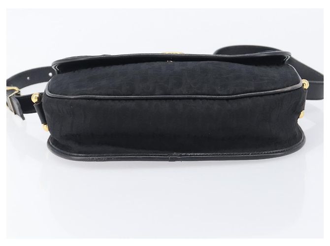 Bolsa de Ombro Christian Dior Trotter Canvas Preta Tom Dourado Auth 208865 - vista 10
