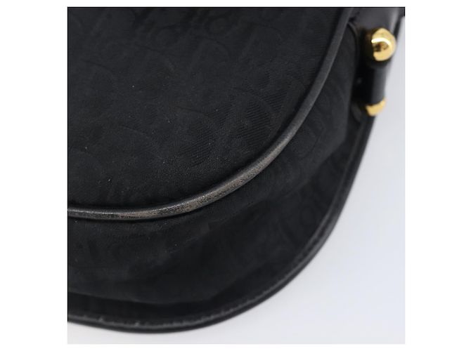 Bolsa de Ombro Christian Dior Trotter Canvas Preta Tom Dourado Auth 208865 - vista 11