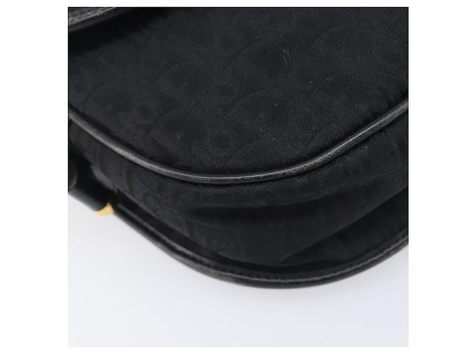 Bolsa de Ombro Christian Dior Trotter Canvas Preta Tom Dourado Auth 208865 - vista 12