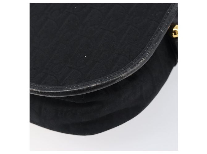 Bolsa de Ombro Christian Dior Trotter Canvas Preta Tom Dourado Auth 208865 - vista 13