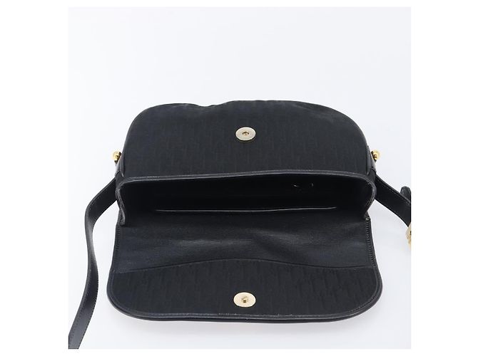 Bolsa de Ombro Christian Dior Trotter Canvas Preta Tom Dourado Auth 208865 - vista 19