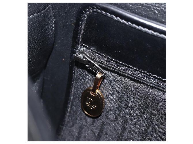 Bolsa de Ombro Christian Dior Trotter Canvas Preta Tom Dourado Auth 208865 - vista 24