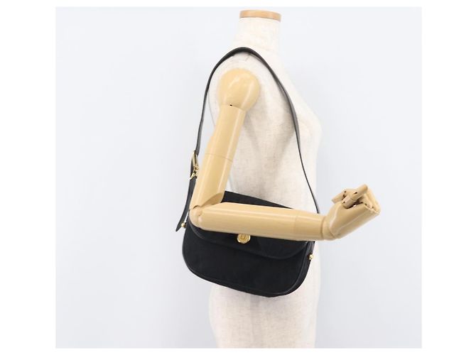 Bolsa de Ombro Christian Dior Trotter Canvas Preta Tom Dourado Auth 208865 - vista 27