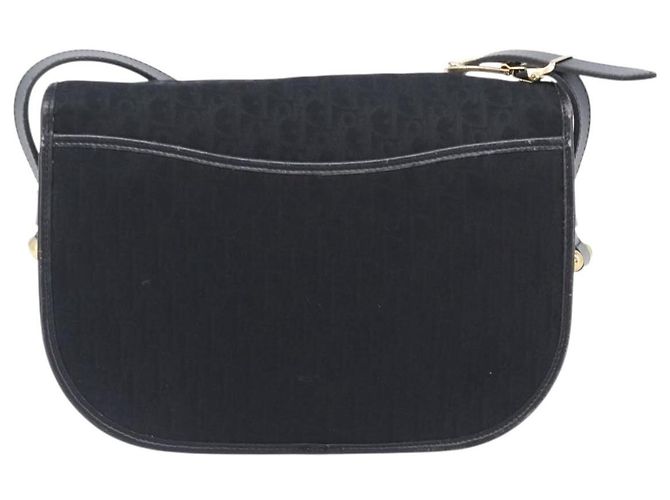 Bolsa de Ombro Christian Dior Trotter Canvas Preta Tom Dourado Auth 208865 - vista 3