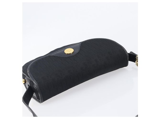 Bolsa de Ombro Christian Dior Trotter Canvas Preta Tom Dourado Auth 208865 - vista 6