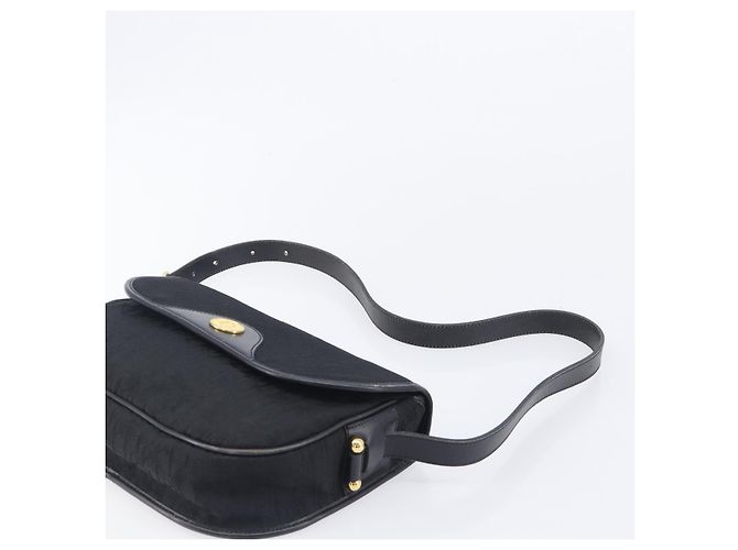 Bolsa de Ombro Christian Dior Trotter Canvas Preta Tom Dourado Auth 208865 - vista 8