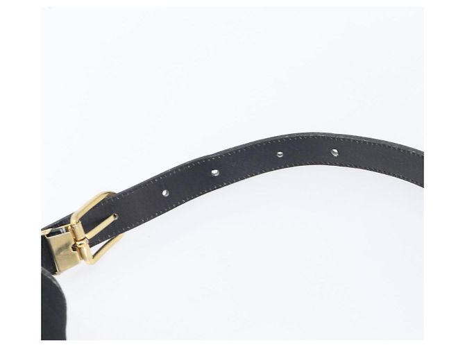 Bolsa de Ombro Christian Dior Trotter Canvas Preta Tom Dourado Auth 208865 - vista 9