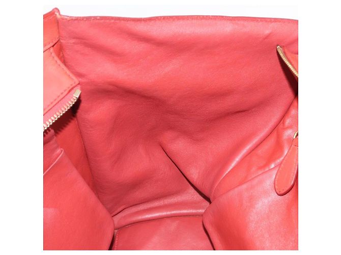 Céline CELINE Luggage Mini Shopper Hand Bag Leather Red Gold Tone Auth LN095V Rosso - vista 20