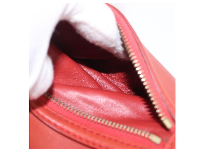 Céline CELINE Luggage Mini Shopper Hand Bag Leather Red Gold Tone Auth LN095V Rosso - vista 24