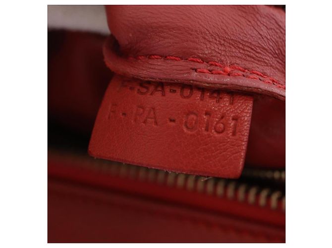 Céline CELINE Luggage Mini Shopper Hand Bag Leather Red Gold Tone Auth LN095V Rosso - vista 25