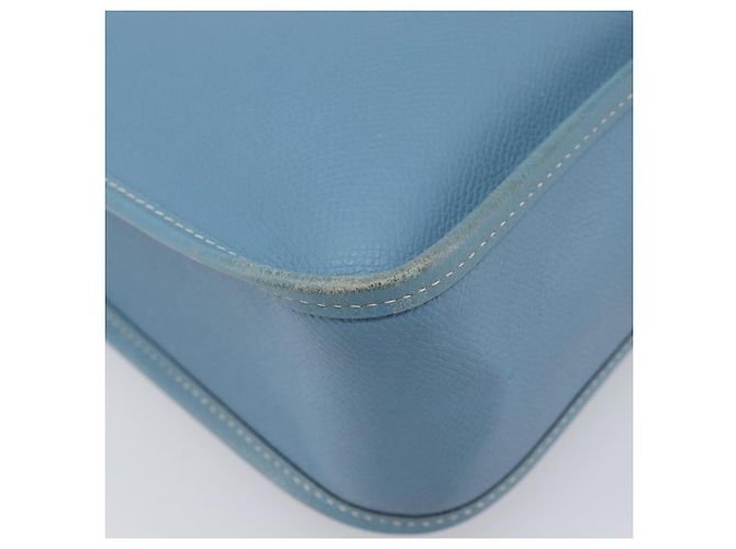 Hermès Bolsa de Ombro HERMES Vespa PM Couro Courchevel Azul Claro Prata Auth 208764A - vista 12
