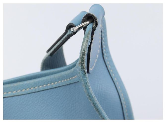 Hermès Bolsa de Ombro HERMES Vespa PM Couro Courchevel Azul Claro Prata Auth 208764A - vista 16