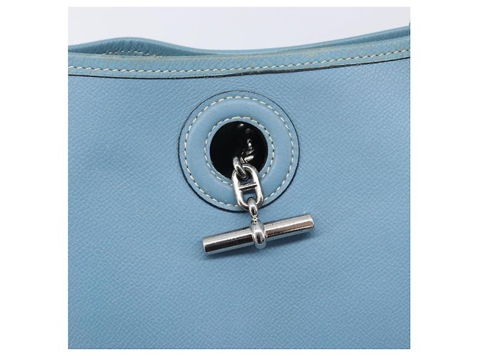 Hermès Bolsa de Ombro HERMES Vespa PM Couro Courchevel Azul Claro Prata Auth 208764A - vista 17