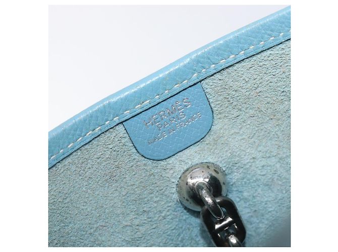Hermès Bolsa de Ombro HERMES Vespa PM Couro Courchevel Azul Claro Prata Auth 208764A - vista 18