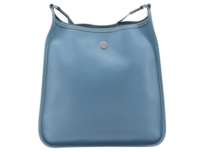 Hermès Bolsa de Ombro HERMES Vespa PM Couro Courchevel Azul Claro Prata Auth 208764A - vista 3