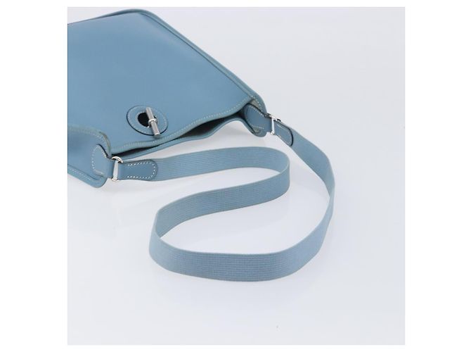 Hermès Bolsa de Ombro HERMES Vespa PM Couro Courchevel Azul Claro Prata Auth 208764A - vista 7