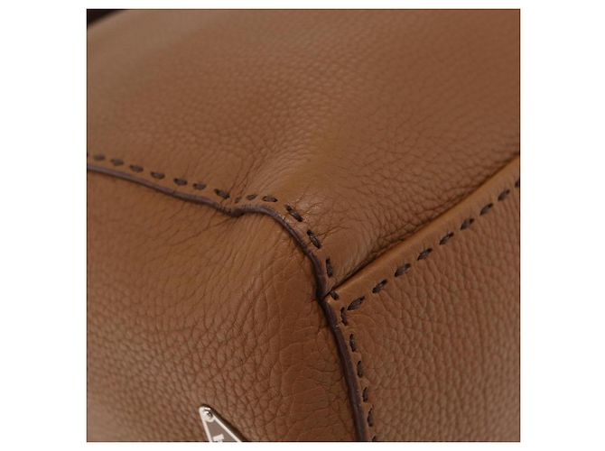 Bolso de hombro PRADA de cuero marrón plata Auth am12821V Castaño - vista 13