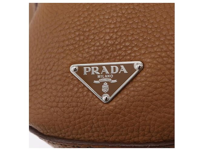 Bolso de hombro PRADA de cuero marrón plata Auth am12821V Castaño - vista 17