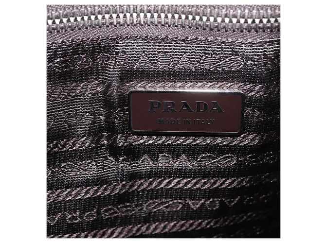 Bolso de hombro PRADA de cuero marrón plata Auth am12821V Castaño - vista 20