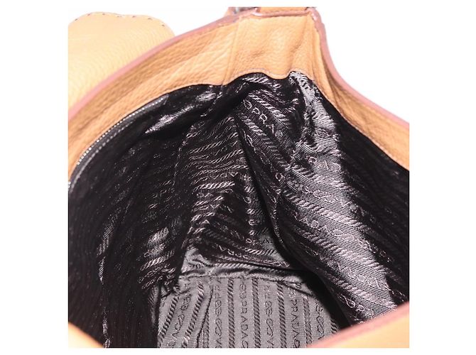 Bolso de hombro PRADA de cuero marrón plata Auth am12821V Castaño - vista 22