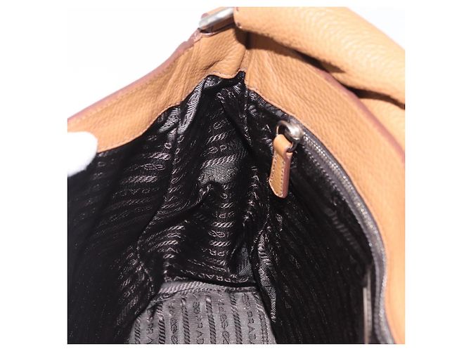 Bolso de hombro PRADA de cuero marrón plata Auth am12821V Castaño - vista 23