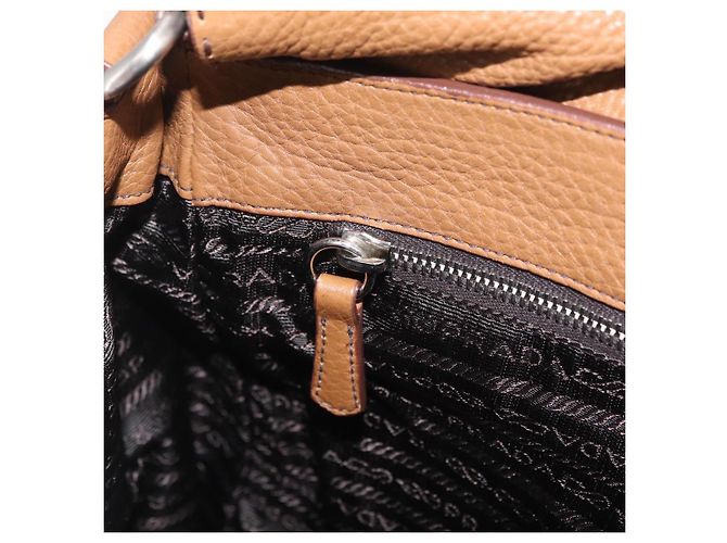 Bolso de hombro PRADA de cuero marrón plata Auth am12821V Castaño - vista 24