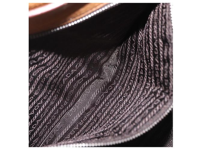 Bolso de hombro PRADA de cuero marrón plata Auth am12821V Castaño - vista 25