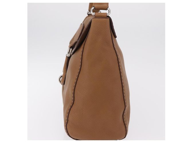 Bolso de hombro PRADA de cuero marrón plata Auth am12821V Castaño - vista 5