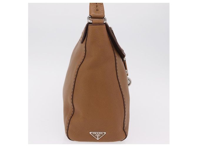 Bolso de hombro PRADA de cuero marrón plata Auth am12821V Castaño - vista 6