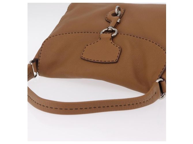 Bolso de hombro PRADA de cuero marrón plata Auth am12821V Castaño - vista 7